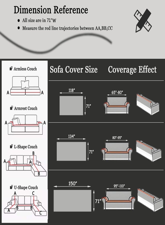 DREAMINGO Couch Cover Reversible Chenille Loveseat Sofa Covers for Dogs Pets Dark Grey Couch Protector for 2 Cushion Couch Sofa Vertical Stripe Jacquard Sofa Slipcover Sectional, 71"x118" - Image 5